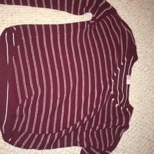 Maroon and White Striped Sweater